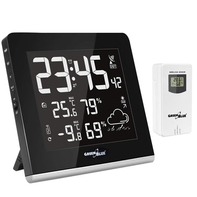 GreenBlue GB151 DCF Stazione Meteo Wireless Con Sensore Esterno Nero - Ilgrandebazar