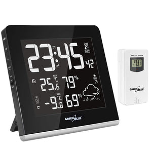 GreenBlue GB151 DCF Stazione Meteo Wireless Con Sensore Esterno Nero - Ilgrandebazar