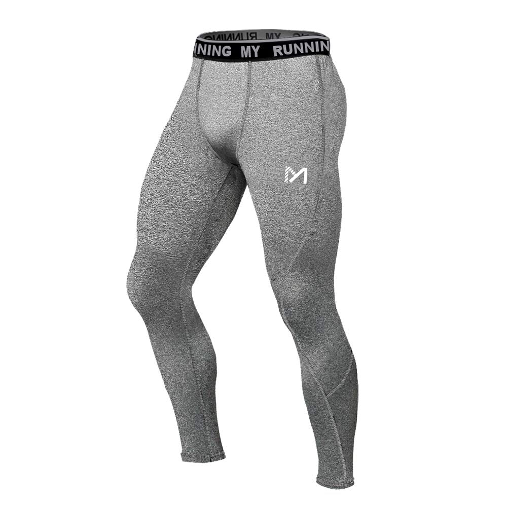MEETYOO Leggings Uomo, Calzamaglie Sportive Pantaloni Fitness L, Grigio-2 - Ilgrandebazar