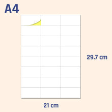 Carica l&#39;immagine nel visualizzatore di Gallery, 70 x 36 mm, 25 fogli, A4 Etichette Adesive 24 per Foglio | 25 Fogli, Bianco - Ilgrandebazar