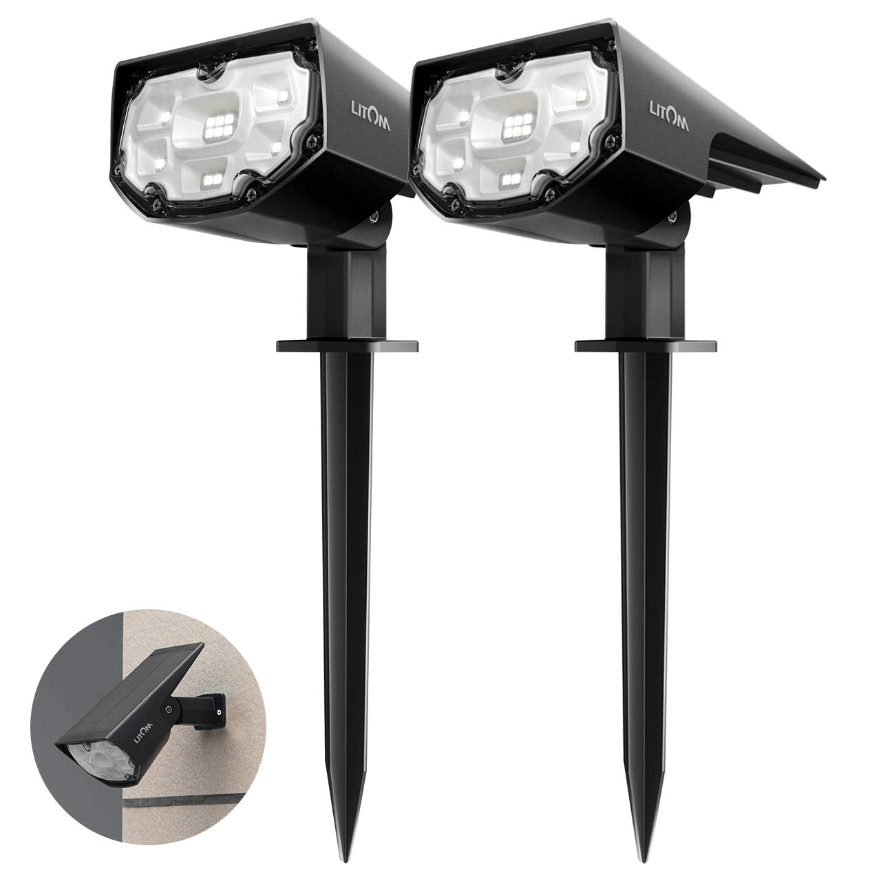 2 Luci Solari Da Parete Per Esterni LED Impermeabili - Faretti Da Giardino Con Doppia Illuminazione Su E Giù, 2 Modalità Di Colore, Batteria 400mAh, Facili Da Installare