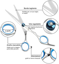 Carica l&#39;immagine nel visualizzatore di Gallery, Set di Forbici Professionali da Parrucchiere in Acciaio Inossidabile Set Forbici per Capelli Barbiere, Forbici per Taglio Capelli con Custodia Forbici Foltire