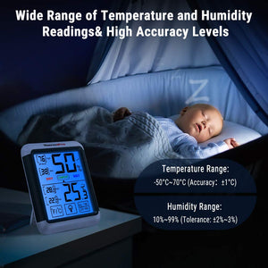 ThermoPro TP55 Termometro Igrometro Digitale da Interno 1 pezzo, Weiß+grau - Ilgrandebazar