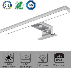 Kimjo LED 5W Lampada Specchio da Bagno 350LM 4000K Bianco Neutro 230V IP44 Lampada Trucco Illuminazione Trucco 30cm Plastica ABS per Illuminazione Luce da Parete