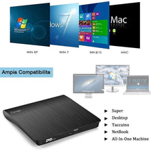 Carica l&#39;immagine nel visualizzatore di Gallery, Masterizzatore DVD CD Externo, Cocopa Unità 3.5 x 2.6 x 0.3 inches, Black-G - Ilgrandebazar