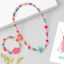 Carica l'immagine nel visualizzatore di Gallery, Herefun 6 Pezzi Gioielli Bambina Collana Braccialetti, Collana Braccialetti Amicizia Bambini Bracciale, Collana e Braccialetti Set Principessa Perline in Legno Regalo Festa Compleanno per Bambina