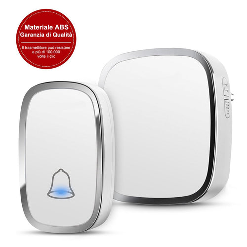 YYQ Campanello Senza Fili da Esterno Impermeabile IP44, Wireless Bianco - Ilgrandebazar