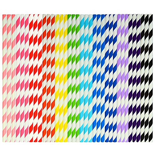 Keriber 300 pezzi biodegradabili cannucce di carta potabile Stripe paglia... - Ilgrandebazar