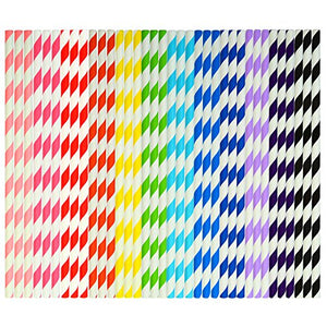 Keriber 300 pezzi biodegradabili cannucce di carta potabile Stripe paglia... - Ilgrandebazar
