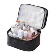 Carica l'immagine nel visualizzatore di Gallery, AIBAOBAO Borsa per il trucco, borsa per cosmetici grande a doppio strato, borsa per articoli da toeletta da viaggio professionale con manico Nero