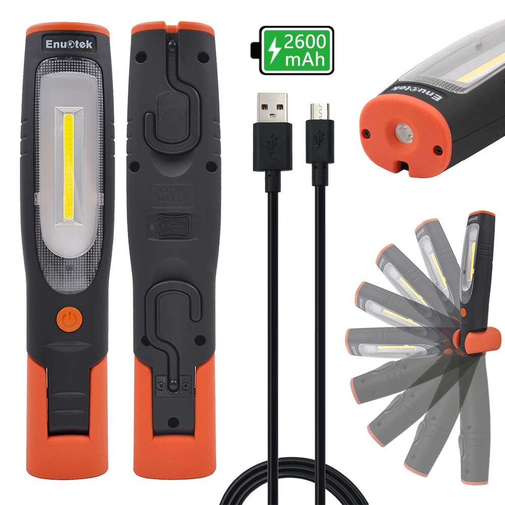 ENUOTEK Lampada da Lavoro Torcia Ispezione a LED COB 4W Cavo USB, nero - Ilgrandebazar
