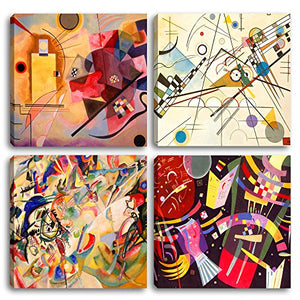 Quadri Moderni KANDINSKY 4 pz. cm 30x30 cad. Stampa su Tela CANVAS... - Ilgrandebazar
