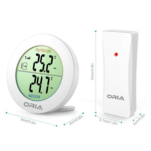 ORIA Termometro Interno Digitale, Wireless 1 Sensori Wireless, Bianco A