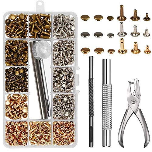 NACTECH 300 Set Rivetti in Pelle Bottoni a Rivetto per Cuoio Doppio Rivetti... - Ilgrandebazar
