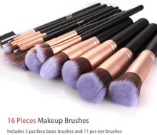 Carica l&#39;immagine nel visualizzatore di Gallery, Pennelli Make Up BESTOPE Pennelli per il Trucco Set di 16 Pennelli per il Make-up Professionali, Eyeliner, Ombretto, Sopracciglia.