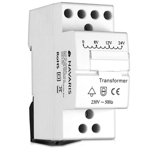 Navaris Trasformatore per campanello da 230V a 8/12/24V - guida Bianco - Ilgrandebazar