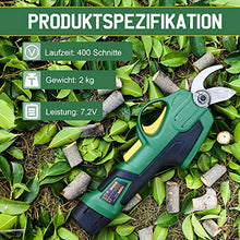 Carica l&#39;immagine nel visualizzatore di Gallery, TECCPO Cesoie da Giardino, 7.2V Forbici a Batteria, 15-22mm Diamerto di...