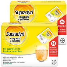 Carica l&#39;immagine nel visualizzatore di Gallery, Supradyn Integratore Multivitaminico Magnesio e Potassio, con 5 Vitamine, Per Afa, Caldo, Attività Fisica e Supporto Funzione Muscolare, Maxi Formato 24 + 24 Bustine, 200 Ml