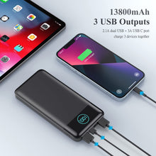 Carica l&#39;immagine nel visualizzatore di Gallery, AXNEB Power Bank 13800mAh,Ultra Sottile &amp; Leggero Caricatore Portatile con Display LCD,3A PD USB C Ingressi&amp;Uscite Powerbank con Torcia LED Batteria Esterna per iPhone Samsung Huawei Xiaomi ECC-Nero