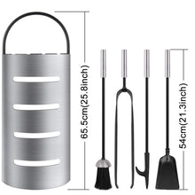 Carica l&#39;immagine nel visualizzatore di Gallery, Set di Strumenti per Caminetti 4 Pezzi, Porta Attrezzi, Paletta, Pinza,... - Ilgrandebazar