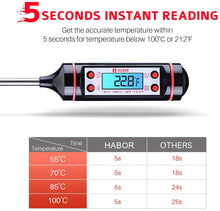 Carica l'immagine nel visualizzatore di Gallery, Habor Termometro Cucina Digitale, Termometro da Cucina 5S Lettura Immediata, 5.8" Sonda Super Lunga e Display LCD per BBQ Carne Barbecue Vino Latte Olio Dolci Alimenti Griglia Acqua