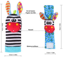 Carica l'immagine nel visualizzatore di Gallery, Baby Rattle Neonato Sonagli Calzini da Polso a Sonaglio per Bambini, Simpatici Animaletti Developmental Soft Toys Bambole per Neonati Neonato, 4 PACK