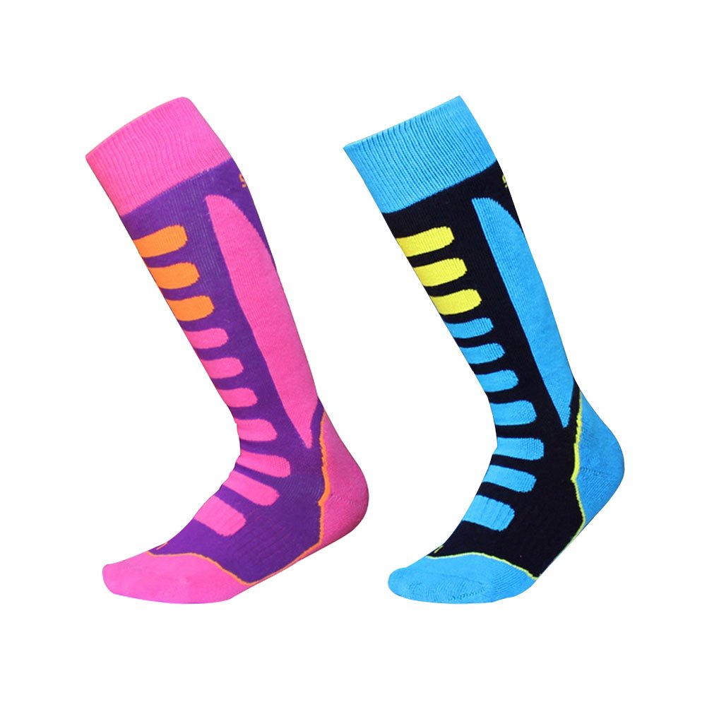 2 Paia Calze Termiche Da Sci Bambino | EU 31-34 | Rosa/Blu | Anti-umidità E Anti-odore - Foto 7
