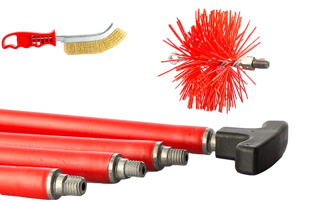 BARETTO - Kit Spazzacamino 10 Aste + Scovolo 180mm Nylon Spazzole 10 Metri - Ilgrandebazar