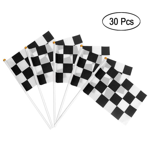 30 Pezzi Bandiera a Scacchi con Bastoncini di Plastica Bianco e Nero - Ilgrandebazar
