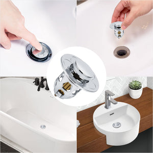 2 Pezzi Confezione da Scarico Lavabo Bagno Universale Pop up,Filtro Tappo Lavandino Bagno con Filtro Anti Clogging,Valvola Piletta Cucina Bidet Vasca(Per il foro di drenaggio di 34~40mm)