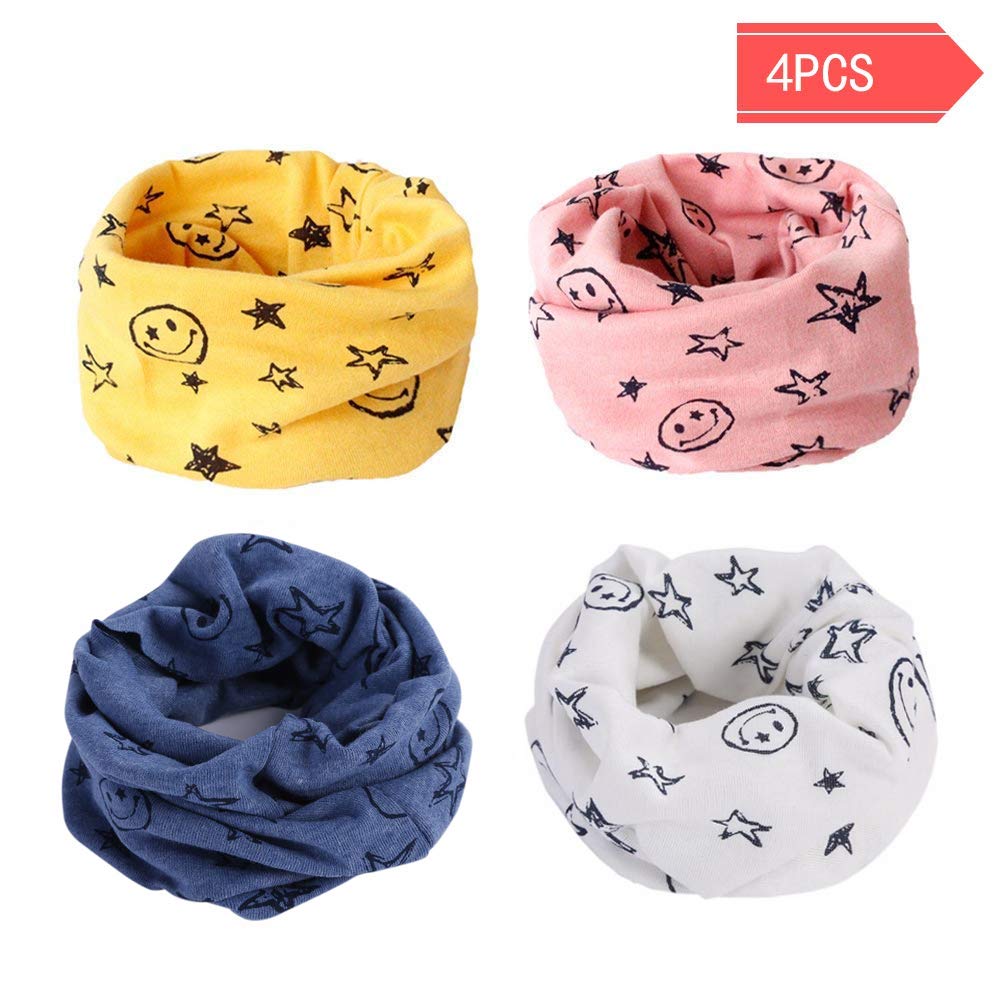 Danolt 4 PCS Multiuso Sciarpa per Bambini, 2 in 1 Cute Cappello del Cotone...