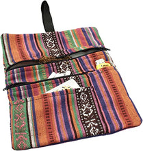 Carica l'immagine nel visualizzatore di Gallery, Russo Handmade: Astuccio Portatabacco e Accessori Artigianale in Tessuto. Uomo/Donna con Doppia Cerniera per Tabacco e Filtri, 4 Scomparti (Mélange rosso)