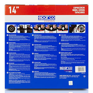 Sparco SPC1491BKSV Copriruota, Nero/Argento, 14", Set di 4 Nero/Argento