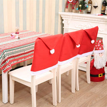 Carica l&#39;immagine nel visualizzatore di Gallery, Synchain Copertura della Sedia di Natale, 6 Pezzi Coprisedie Natalizie ，Babbo Natale Cappello Sedia con 6 Pezzi Forchetta Coltello Cappelli di per Decorazione della tavola della Festa di Natale