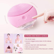 Carica l&#39;immagine nel visualizzatore di Gallery, Silicone Detergente viso Spazzola di Pulizia del viso, Sonic Electric Silicone Impermeabile Massaggiatore