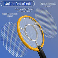 Carica l'immagine nel visualizzatore di Gallery, TMACTIME Racchetta Zanzare Elettrica 2-in-1, 1500 mAh 4000V Racchetta Antizanzare, USB Lampada UV con Base, Protezione Maglia a 3 Strati, Adatto per Casa, Giardino, Interni ed Esterni