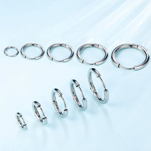 Elegel 5 Paia Orecchini in Acciaio Inossidabile Cerchio Orecchini Rotondo Oro Rosa Oro Argento Nero Set (5 Coppie) Uomo Donna 8mm 10mm 12mm 14mm 16mm