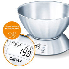 Carica l'immagine nel visualizzatore di Gallery, Beurer KS 54- Bilancia da Cucina con Ciotola in Acciaio Inox