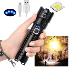 Carica l'immagine nel visualizzatore di Gallery, Kit torcia tattica ricaricabile,LED super luminoso da 2000 lumen 5 modalità Zoomable, Impermeabile Potente per caccia di emergenza Escursionismo in campeggio(18650 Batteria e caricabatterie inclusi)