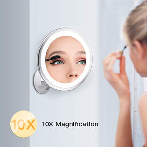 Bestope - Specchio da Trucco con ingrandimento 10x, Illuminato in 16, Bianco