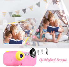 Carica l'immagine nel visualizzatore di Gallery, Fotocamera per Bambini Giocattolo Videocamera Digitale per Bambini Giocattolo per Bambini Schermo HD da 2.4 pollici 1080P con 32 GB TF Card Giocattoli da Regalo da 3 a 12 anni Ragazzi e Ragazze (rosa)