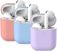 Carica l'immagine nel visualizzatore di Gallery, Mocarheri 3X Custodia in Silicone Compatibile con AirPods 2, Case per Airpods Custodia Cover Custodia protettiva in silicone antiurto (AirPods 2, Corallo + Viola + Azzurro)