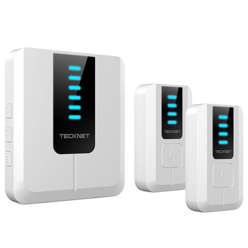 TECKNET Campanello Wireless Portatile 2 Trasmettitore + 1 Ricevitori, Bianco - Ilgrandebazar