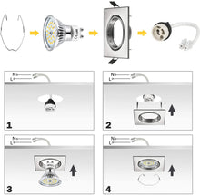 Carica l&#39;immagine nel visualizzatore di Gallery, Wowatt Faretti Led da incasso Per Cartongesso 6 x GU10 Faretti a Led 6W 600lm Luce Bianca Calda 2800K Quadrato Orientabile Lampada da incasso RA83 Pari a Alogena 50W NON Dimmerabile AC 220V Interno