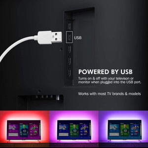 Retroilluminazione TV LED ad USB di Lunghezza 2.4M Adatto per HDTV da 40-65 Pollici, 24 Tasti Telecomando ad Infrarossi in Grado di telecomandare Striscia Luminosa a LED, RGB 5050 Luce con 16 Colori