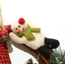 Carica l&#39;immagine nel visualizzatore di Gallery, Ghirlanda Natalizia per Porta,Decorazioni da Appendere Cervi Pupazzo di Neve di Babbo Natale,Porta Ciondolo in Rattan Natalizio Appeso,Forniture per la Disposizione della Scena del Battente Pendente