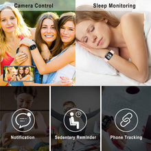 Carica l&#39;immagine nel visualizzatore di Gallery, KUNGIX Smartwatch Orologio Fitness Trakcer Pressione Sanguigna Monitor Cardiofrequenzimetro da Polso Bluetooth Smart Watch Schermo a Colori Impermeabile IP68 per Donna Uomo (Nero)