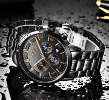 Carica l'immagine nel visualizzatore di Gallery, LIGE Orologi Uomo Acciaio Inossidabile Impermeabile Quarzo Analogico Black - Ilgrandebazar