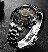 Carica l'immagine nel visualizzatore di Gallery, LIGE Orologi Uomo Acciaio Inossidabile Impermeabile Quarzo Analogico Black - Ilgrandebazar