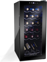 Carica l'immagine nel visualizzatore di Gallery, Cantinetta Frigo per Vini e bevande, Supporta 18 bottiglie,Porta in vetro temperato, cassetto cromato (53L)